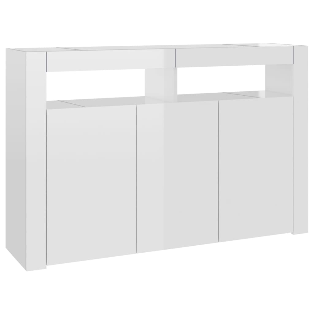 Servantă Cu Lumini Led, Alb Extra Lucios,115,5X30X75 Cm