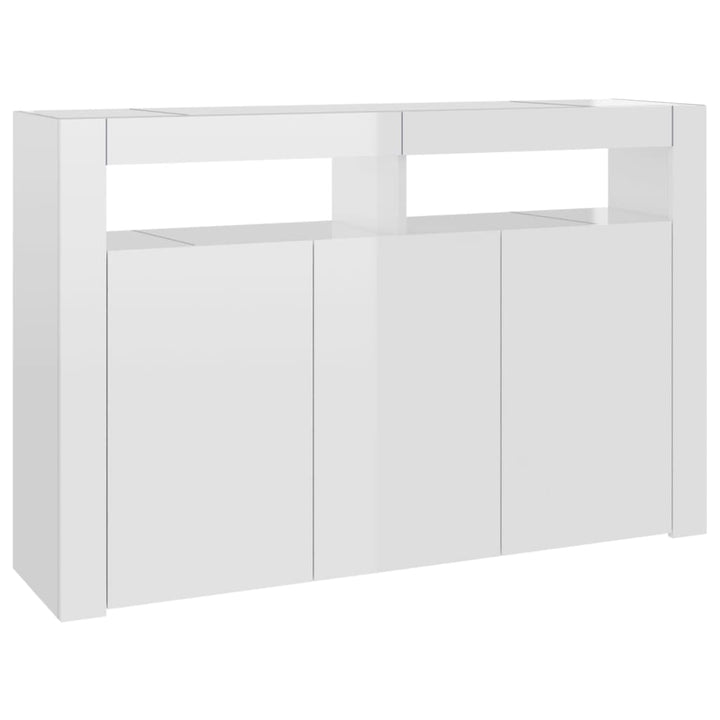 Servantă Cu Lumini Led, Alb Extra Lucios,115,5X30X75 Cm