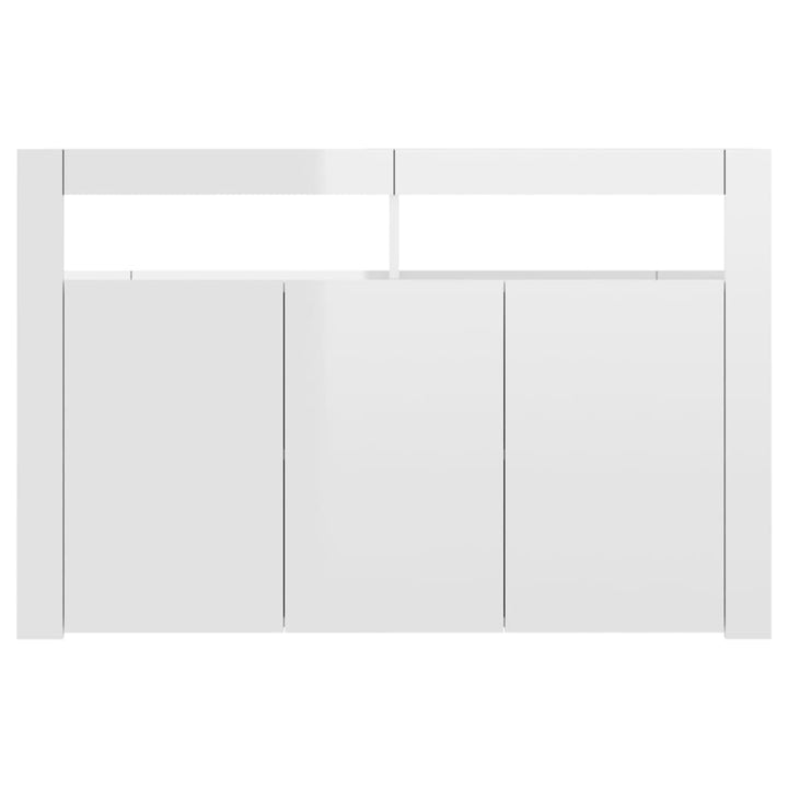 Servantă Cu Lumini Led, Alb Extra Lucios,115,5X30X75 Cm