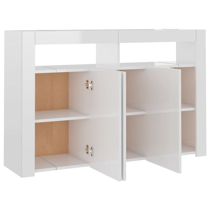 Servantă Cu Lumini Led, Alb Extra Lucios,115,5X30X75 Cm