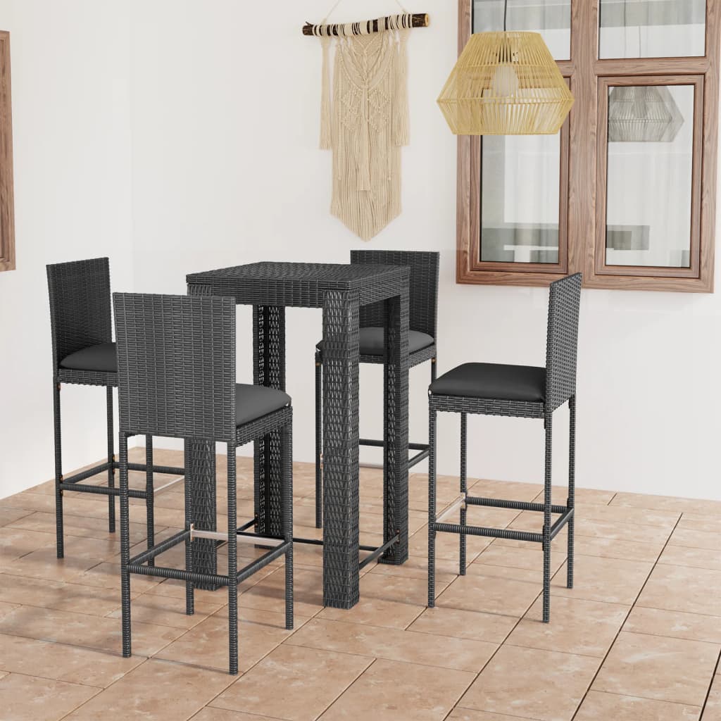 Set Mobilier Bar De Exterior Cu Perne 5 Piese, , Poliratan