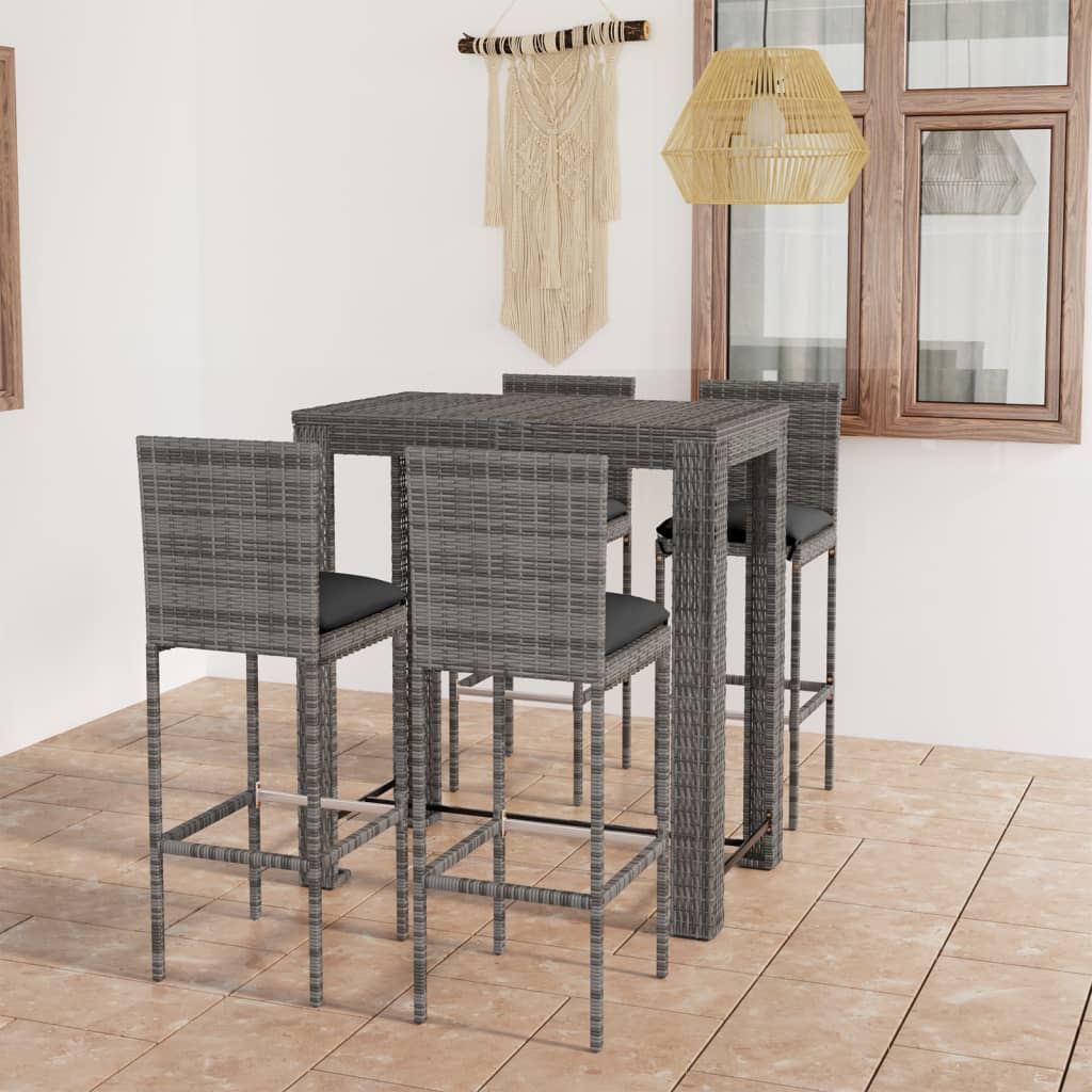 Set Mobilier Bar De Exterior Cu Perne 5 Piese, , Poliratan