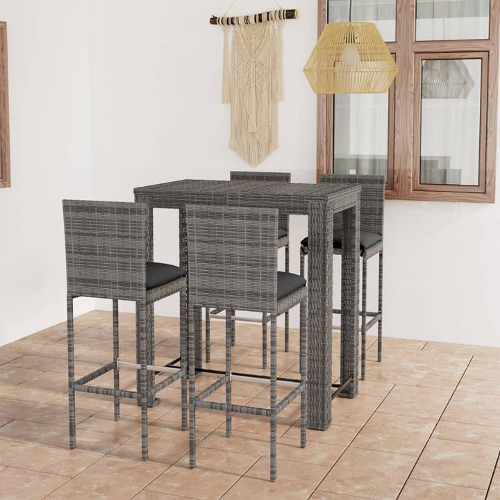 Set Mobilier Bar De Exterior Cu Perne 5 Piese, , Poliratan