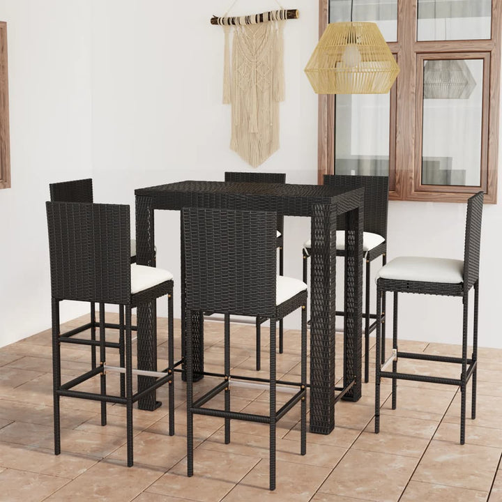 Set Mobilier Bar De Exterior Cu Perne 5 Piese, , Poliratan