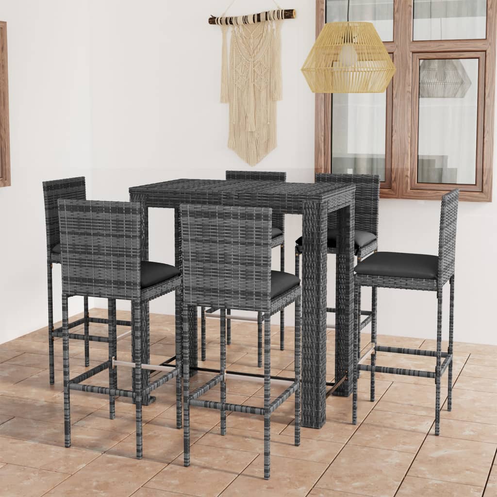 Set Mobilier Bar De Exterior Cu Perne 5 Piese, , Poliratan