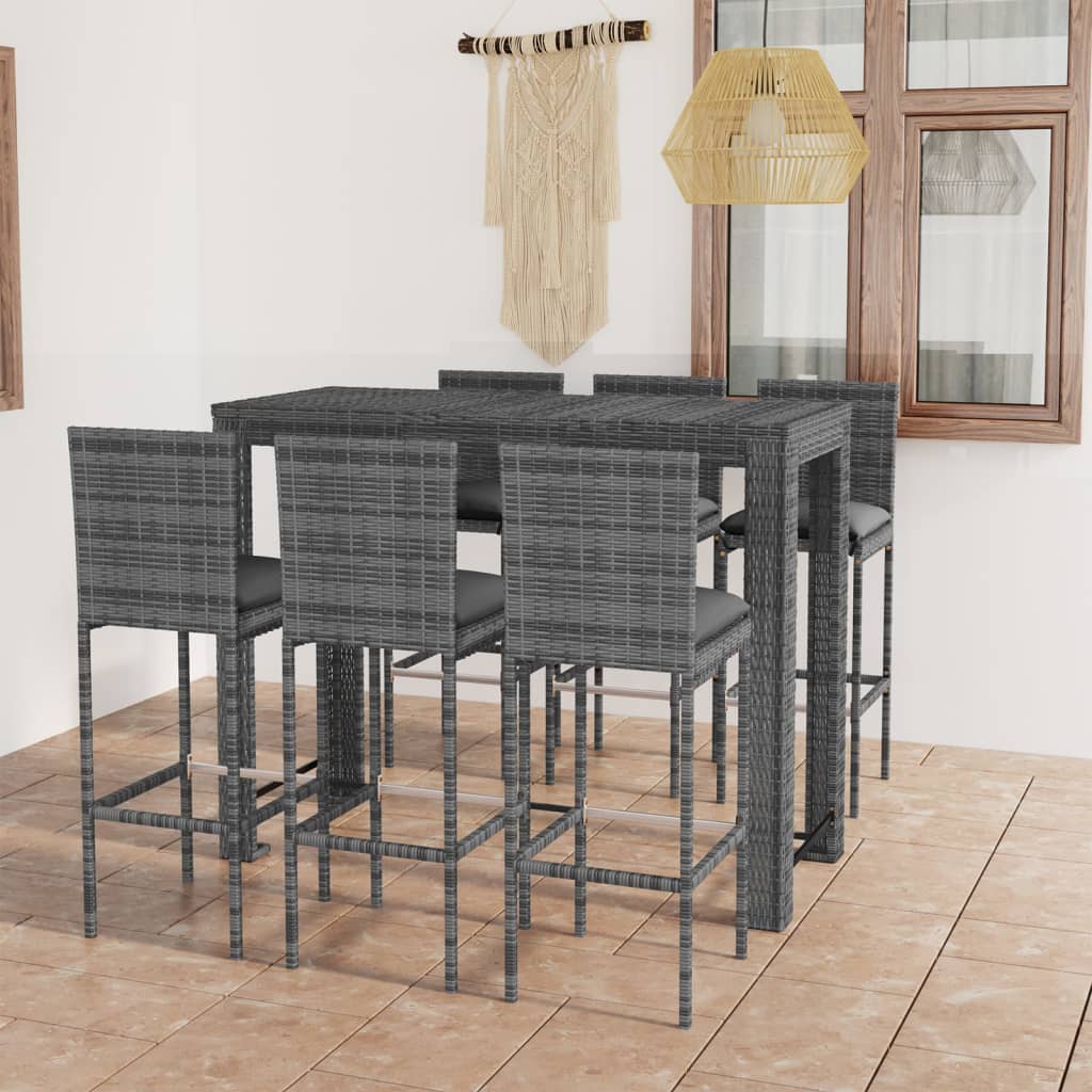 Set Mobilier Bar De Exterior Cu Perne 5 Piese, , Poliratan