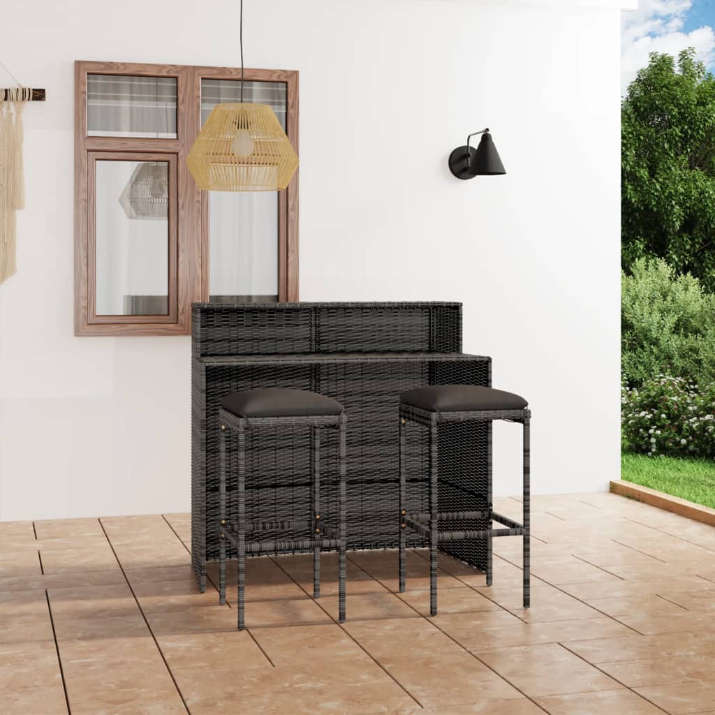 Set Mobilier Bar De Grădină Cu Perne, 4 Piese,