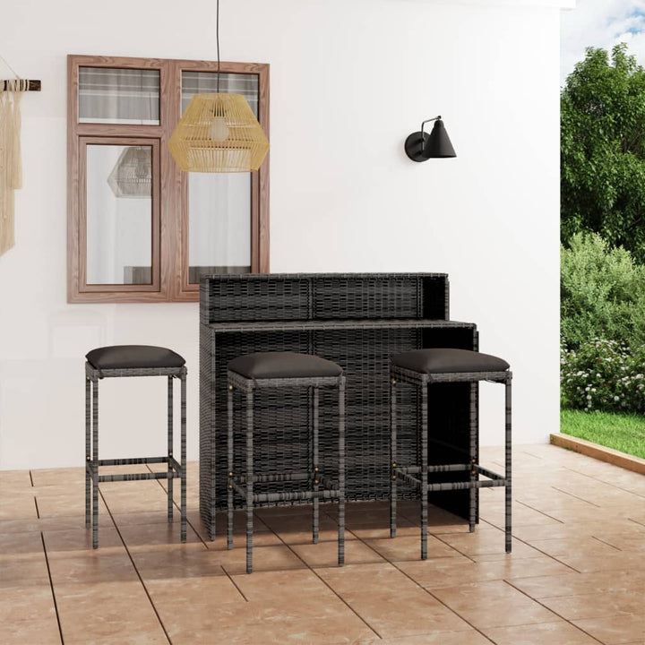 Set Mobilier Bar De Grădină Cu Perne, 4 Piese,