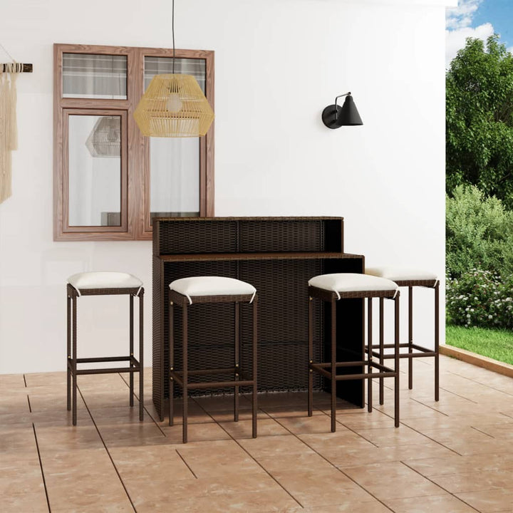 Set Mobilier Bar De Grădină Cu Perne, 4 Piese,