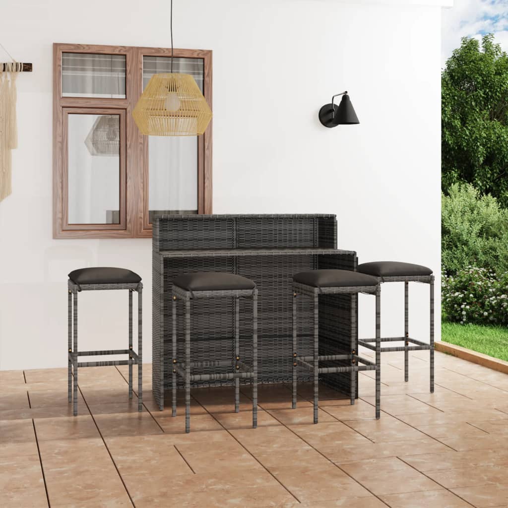 Set Mobilier Bar De Grădină Cu Perne, 4 Piese,