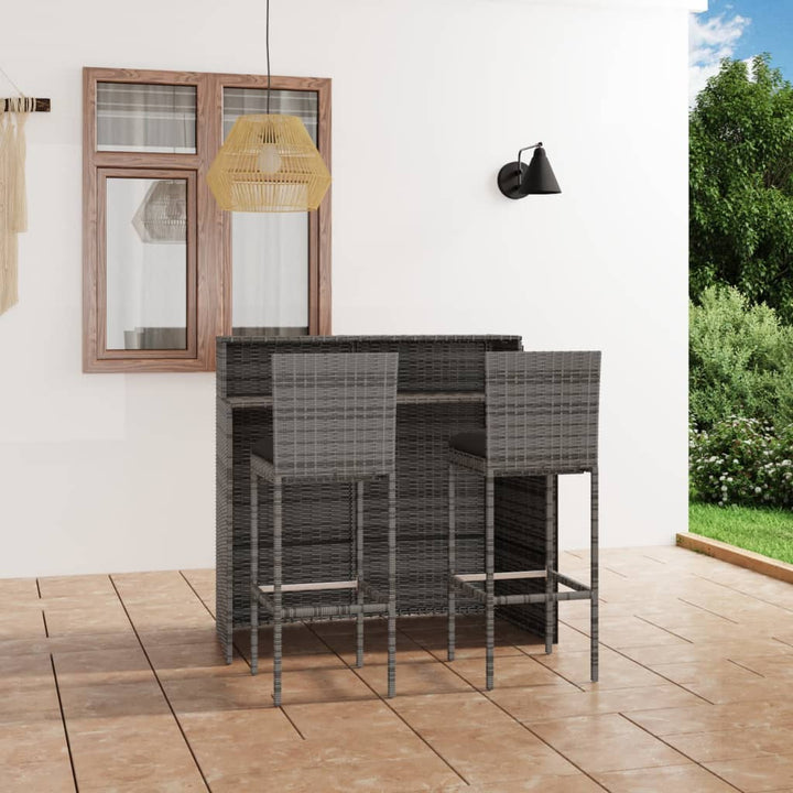 Set Mobilier Bar De Grădină Cu Perne, 3 Piese,