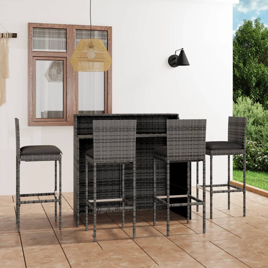 Set Mobilier Bar De Grădină Cu Perne, 3 Piese,