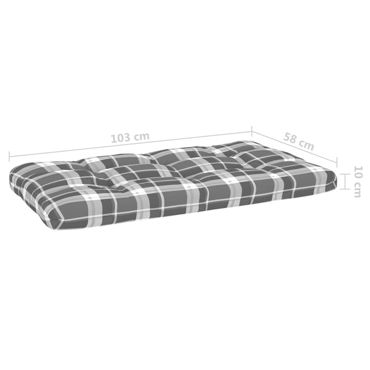Canapea Din Paleți Cu 2 Locuri, Cu Perne, Lemn Pin Tratat Model Gri Carouri