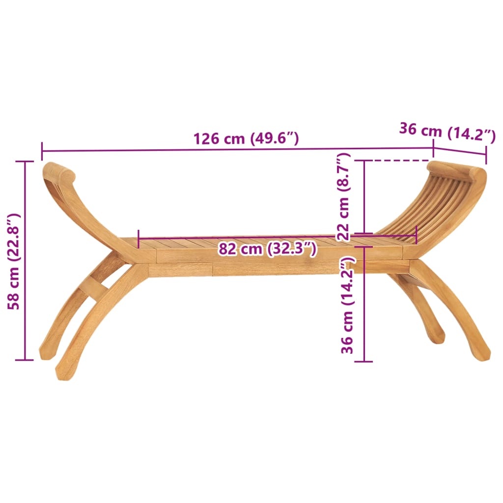 Bancă De Grădină, 126 Cm, Lemn Masiv De Tec