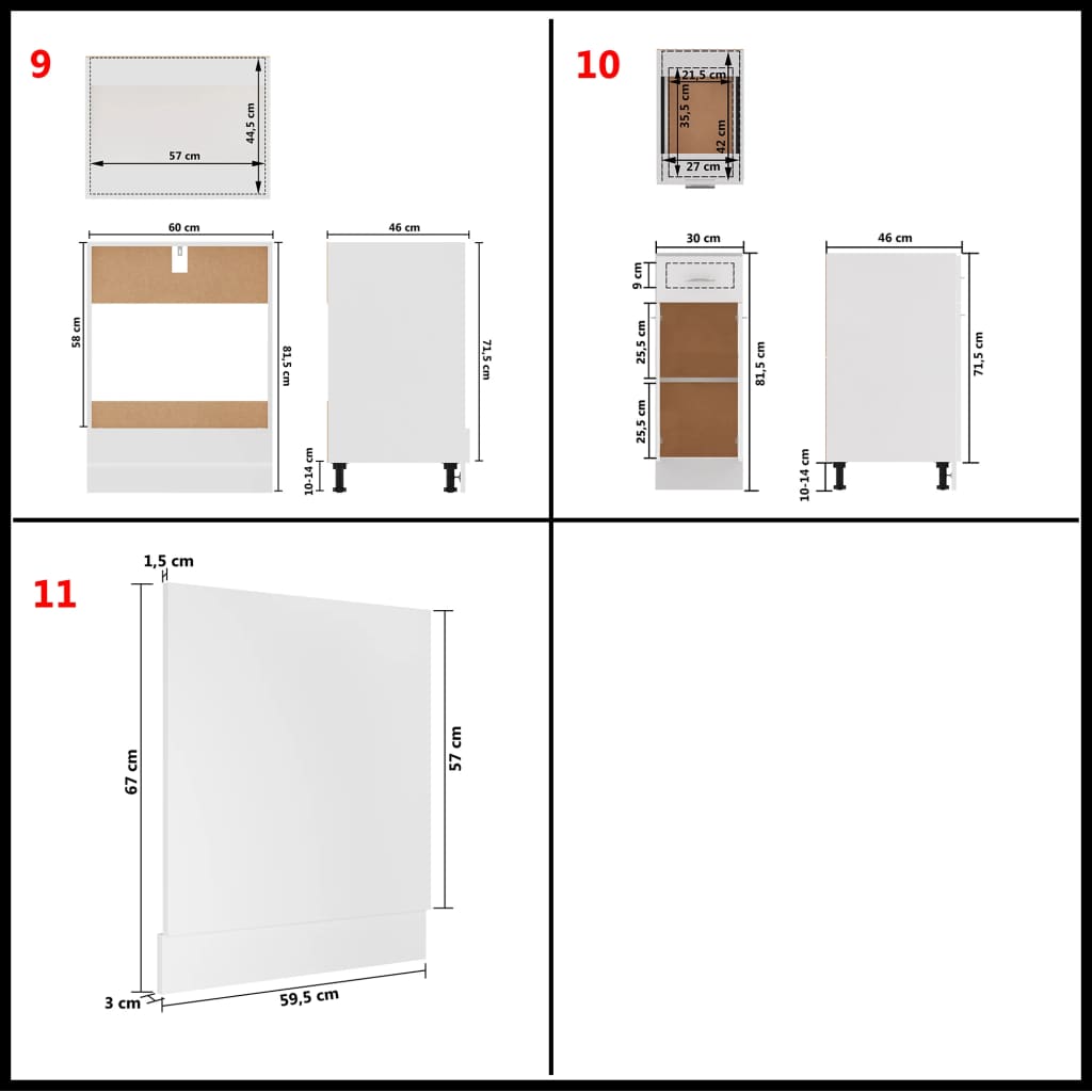 Set Dulapuri De Bucătărie, 11 Piese, , Pal