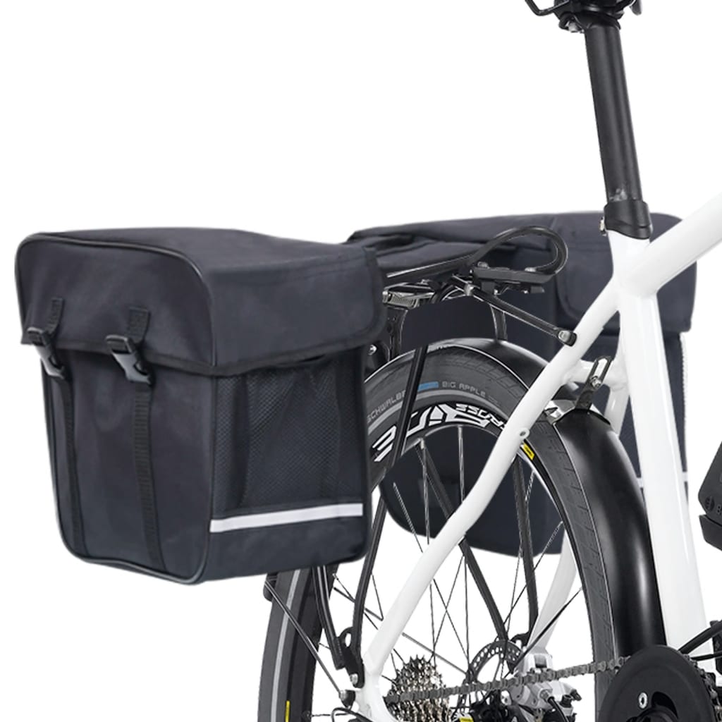 Geantă De Bicicletă Dublă Pentru Suport Coș, Negru, 35 L