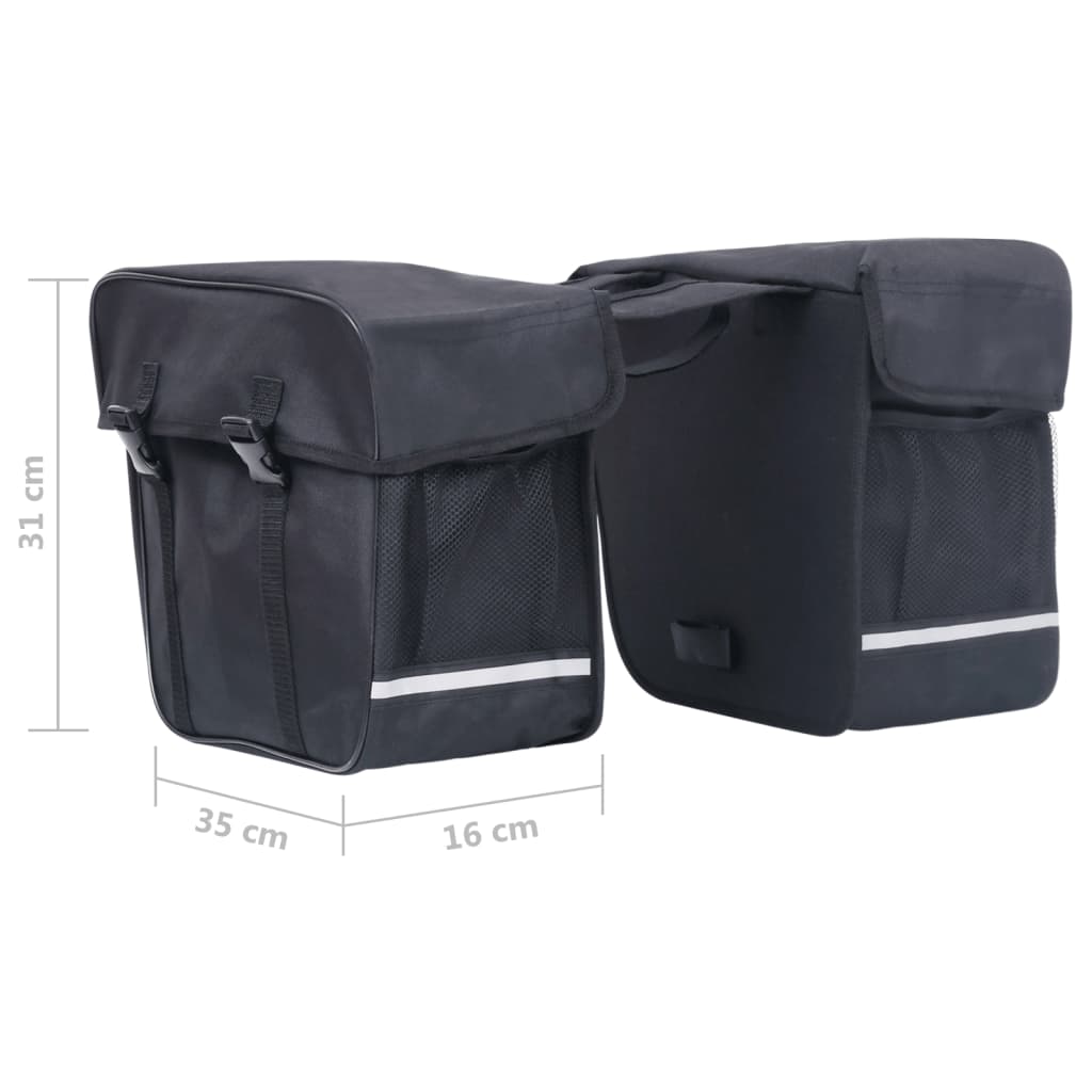 Geantă De Bicicletă Dublă Pentru Suport Coș, Negru, 35 L