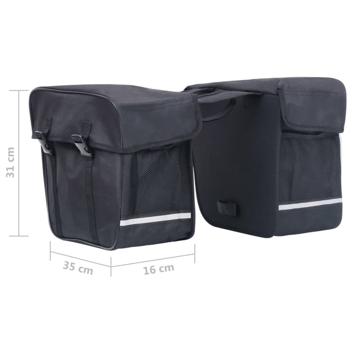 Geantă De Bicicletă Dublă Pentru Suport Coș, Negru, 35 L