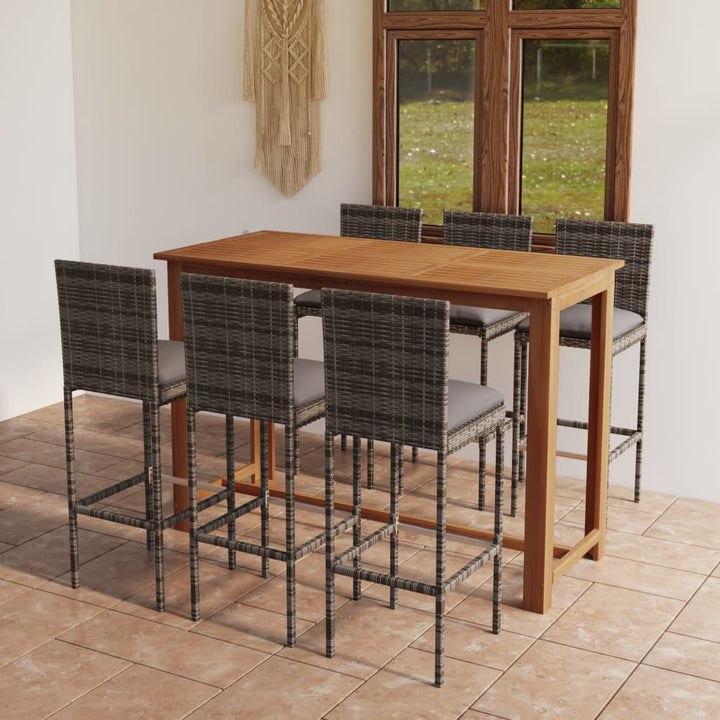 Set Mobilier Bar De Grădină Cu Perne, 7 Piese,