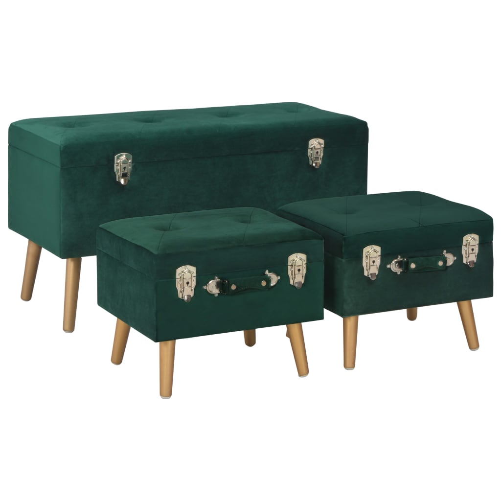 Taburete De Depozitare, 3 Buc., , Catifea