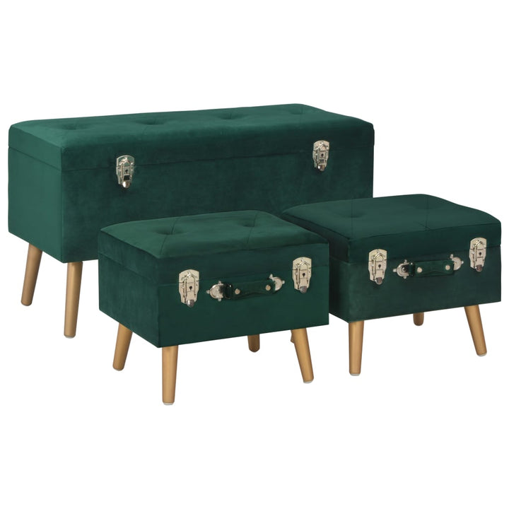Taburete De Depozitare, 3 Buc., , Catifea