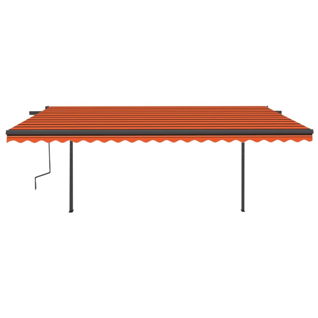 Copertină Retractabilă Manual, Cu Led, Portocaliu&Maro,
