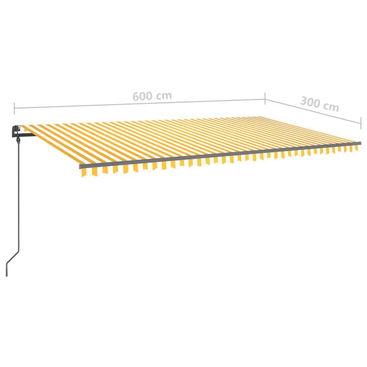 Copertină Retractabilă Manual Cu Led, Galben & Alb,