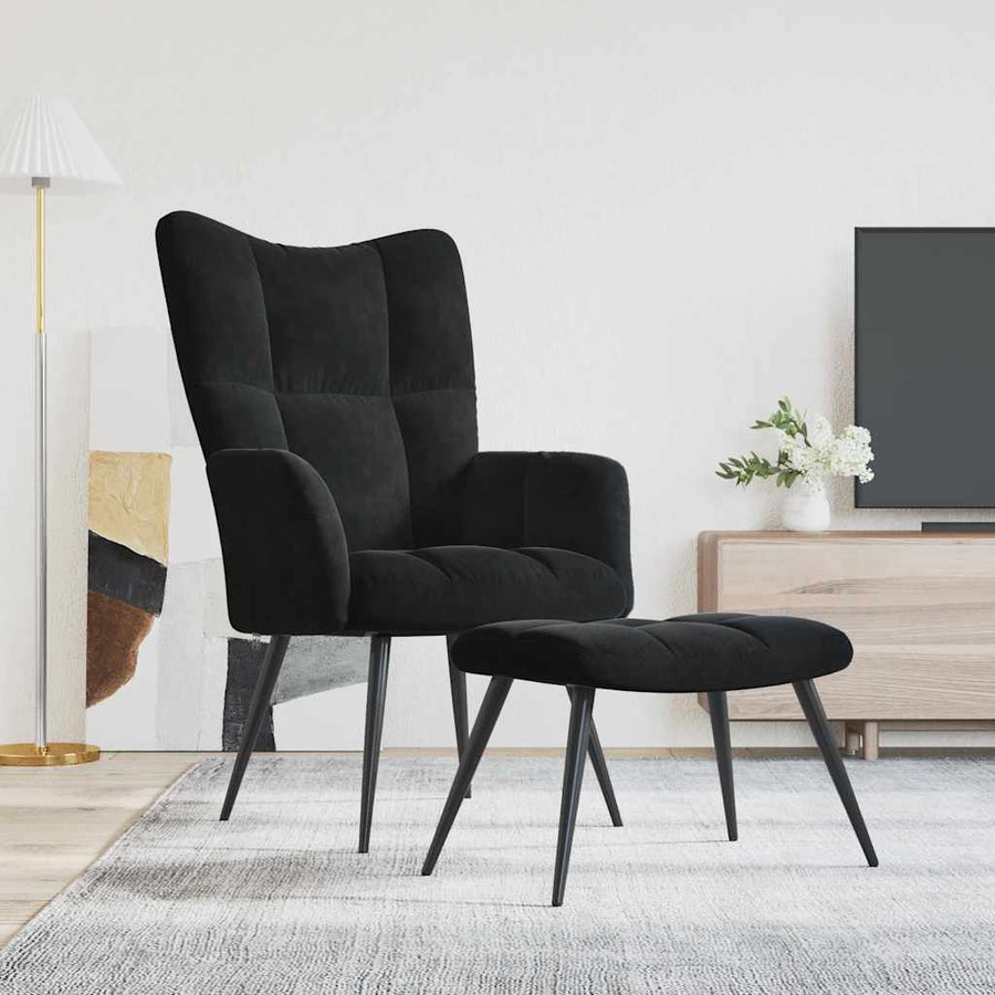 Scaun De Relaxare Cu Taburet, , Catifea