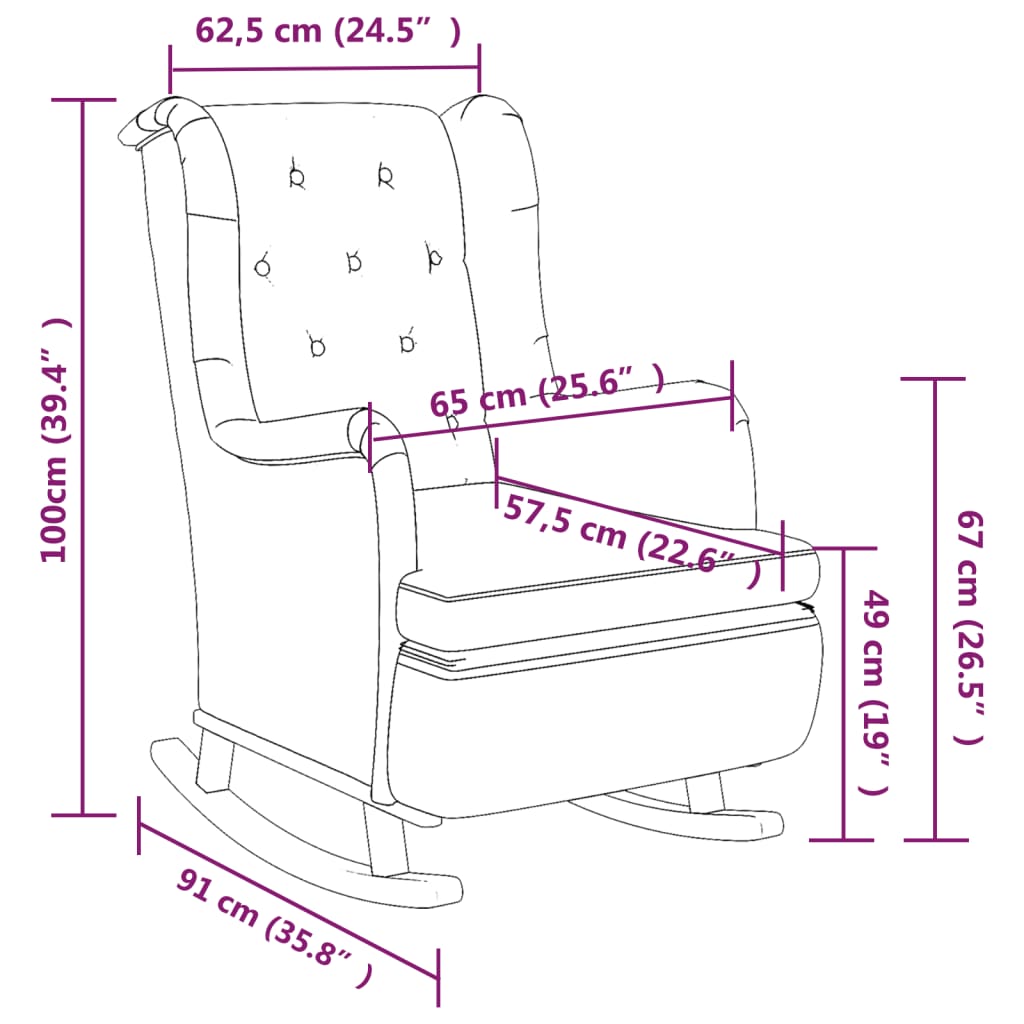 Fotoliu Cu Picioare Balansoar Din Lemn De Hevea, , Textil