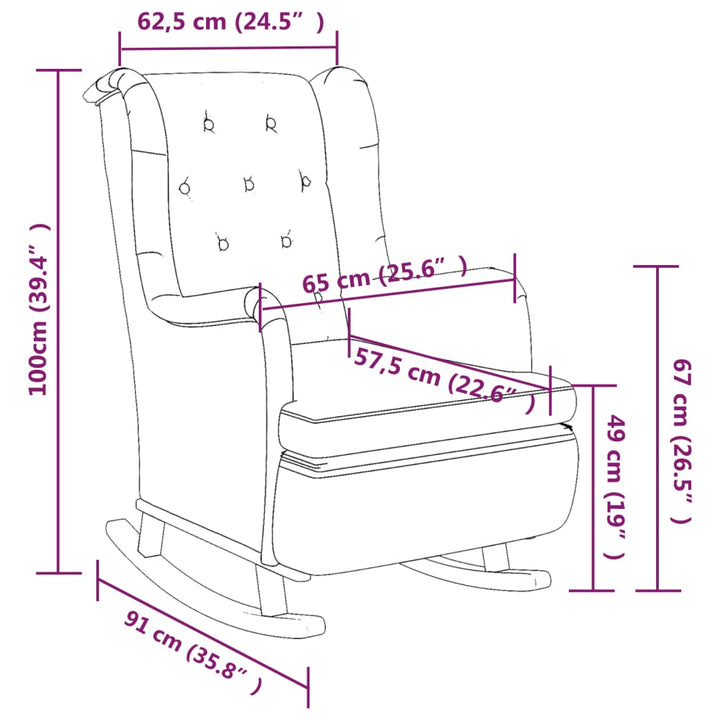 Fotoliu Cu Picioare Balansoar Din Lemn De Hevea, , Textil