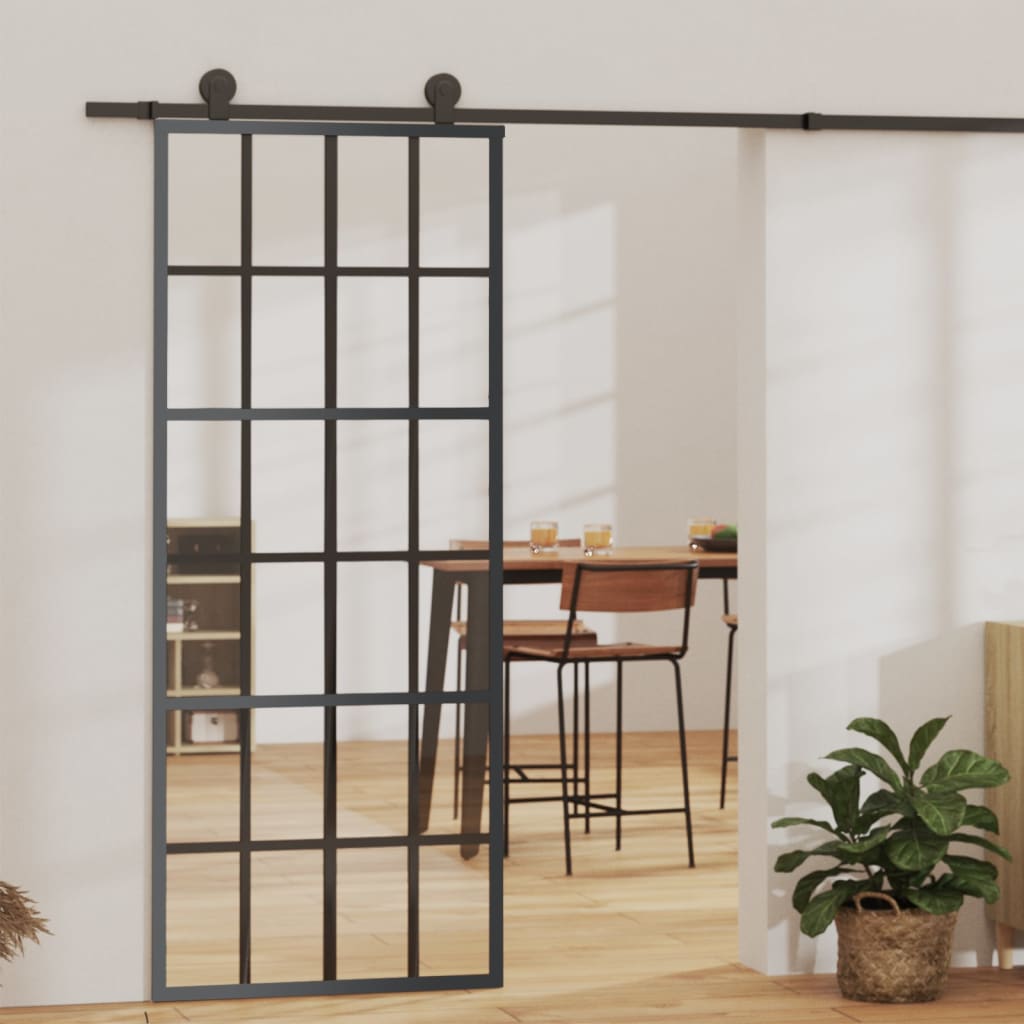 Ușă Glisantă, Negru, , Sticlă Esg Și Aluminiu