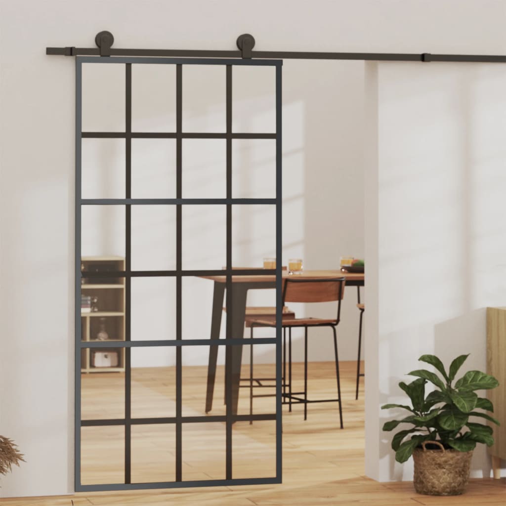 Ușă Glisantă, Negru, , Sticlă Esg Și Aluminiu