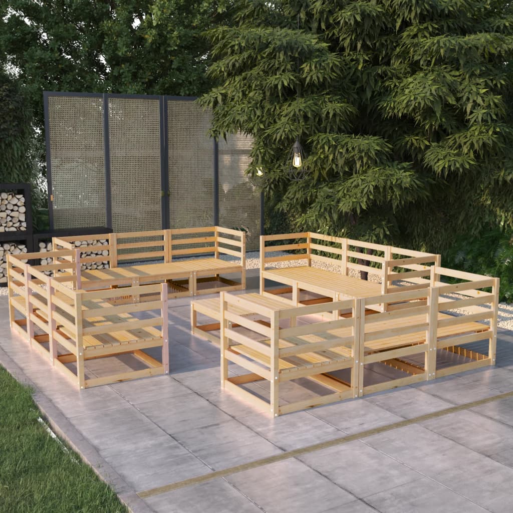 Vixl Set Mobilier Grădină Cu Perne, 13 Piese, Lemn Masiv Pin
