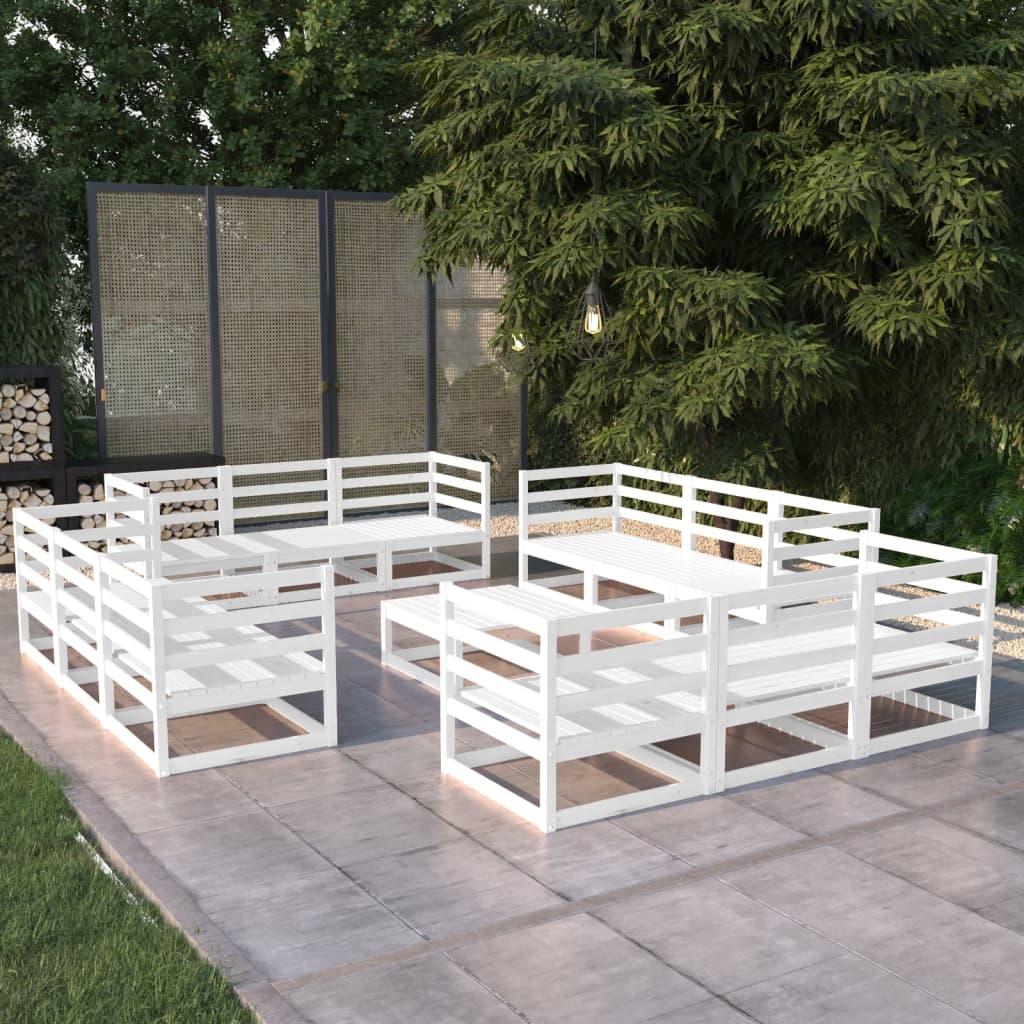 Vixl Set Mobilier Grădină Cu Perne, 13 Piese, Lemn Masiv Pin