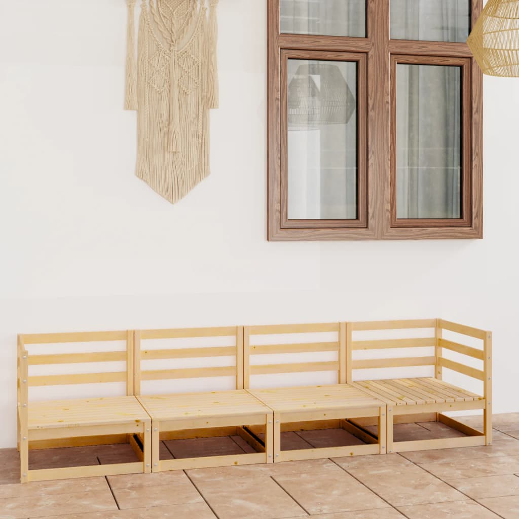 Set Mobilier De Grădină Cu 4 Locuri, , Lemn Masiv De Pin