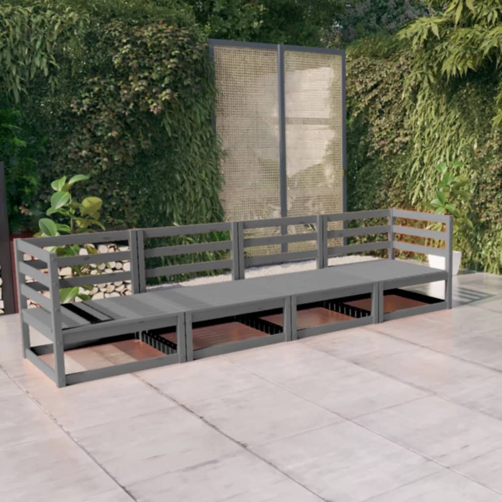 Set Mobilier De Grădină Cu 4 Locuri, , Lemn Masiv De Pin
