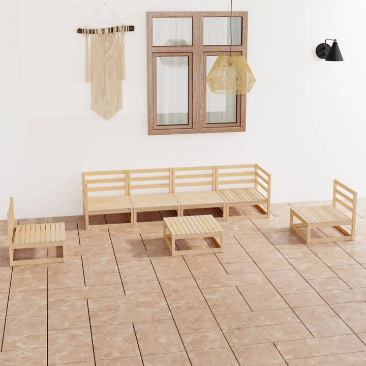 Vixl Set Mobilier Grădină Cu Perne, 7 Piese, Lemn Masiv Pin