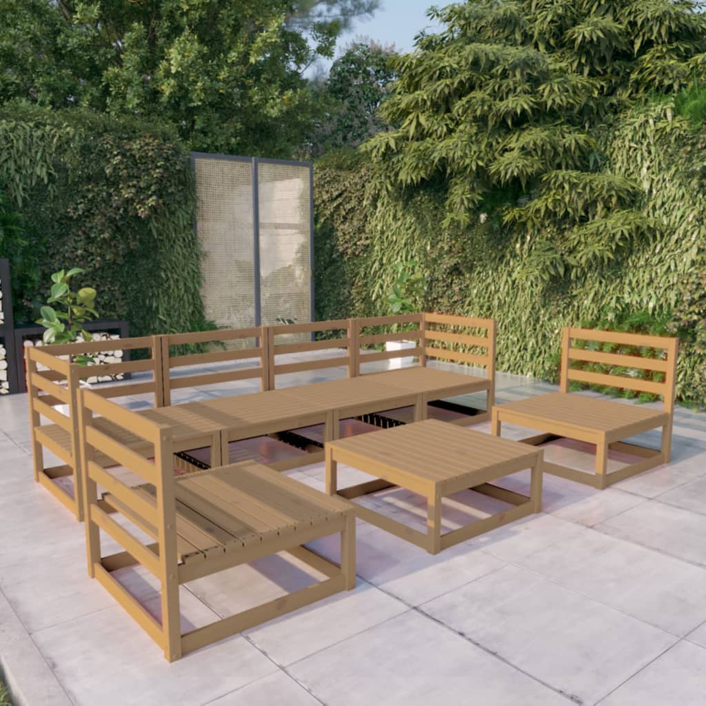 Vixl Set Mobilier Grădină Cu Perne, 7 Piese, Lemn Masiv Pin