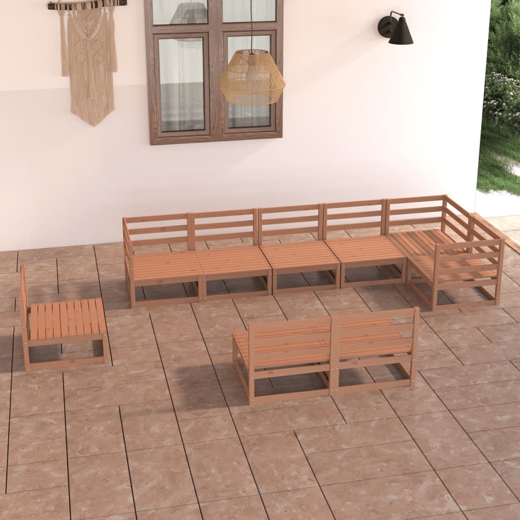 Vixl Set Mobilier De Grădină Cu Perne, 9 Piese, Lemn Masiv De Pin