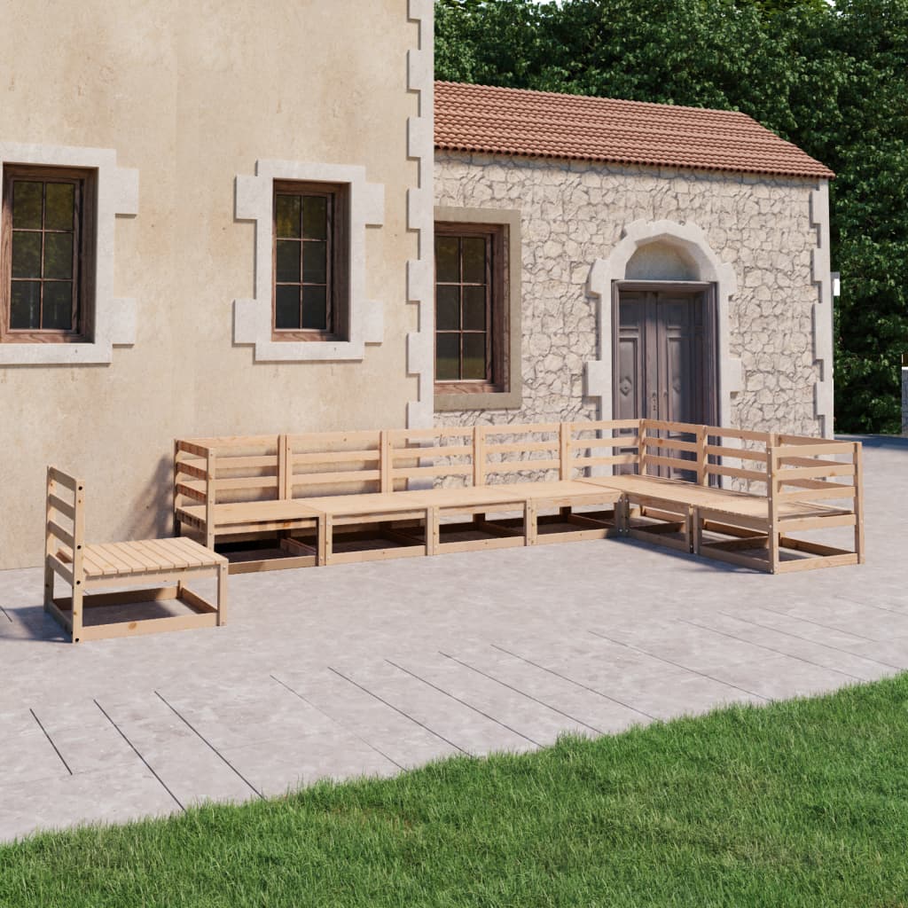 Vixl Set Mobilier Grădină Cu Perne, 8 Piese, , Lemn Masiv De Pin