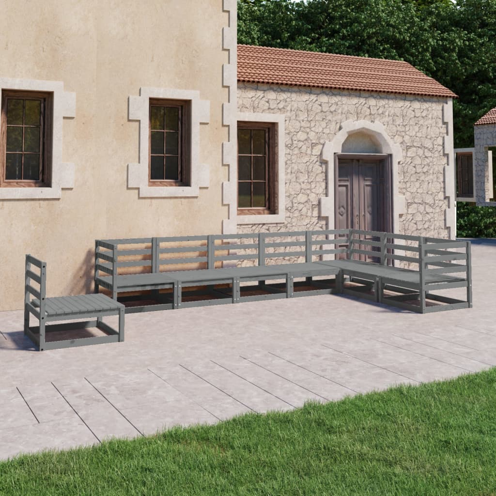 Vixl Set Mobilier Grădină Cu Perne, 8 Piese, , Lemn Masiv De Pin