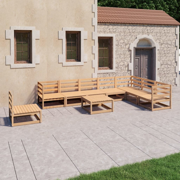 Vixl Set Mobilier Grădină Cu Perne, 9 Piese, , Lemn Masiv De Pin