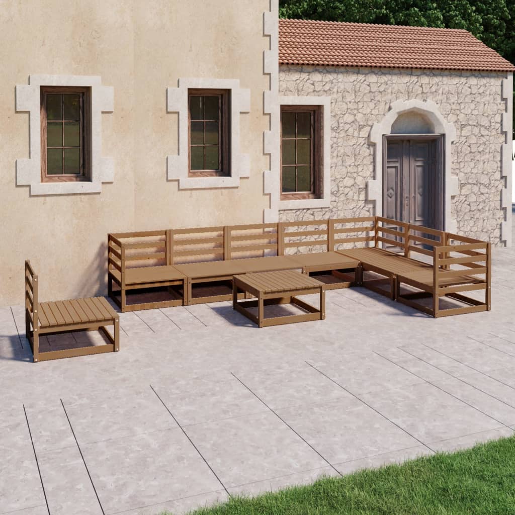 Vixl Set Mobilier Grădină Cu Perne, 9 Piese, , Lemn Masiv De Pin