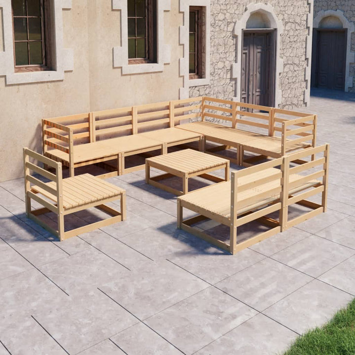 Vixl Set Mobilier Grădină Cu Perne, 10 Piese, , Lemn Masiv Pin