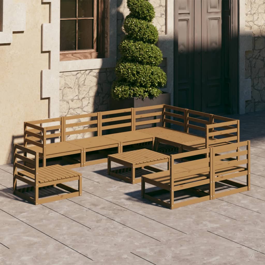 Vixl Set Mobilier Grădină Cu Perne, 10 Piese, , Lemn Masiv Pin