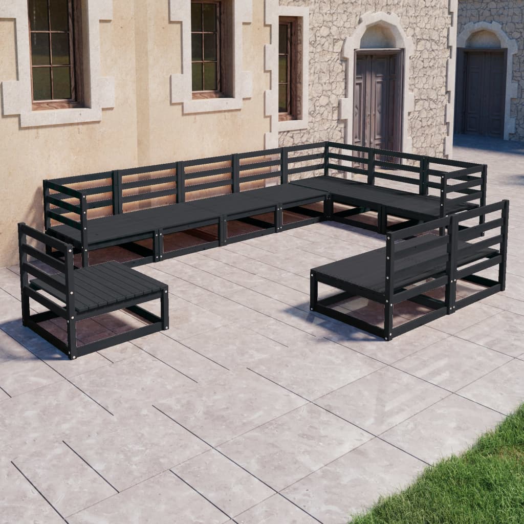 Vixl Set Mobilier Grădină Perne, 10 Piese, Lemn Masiv Pin