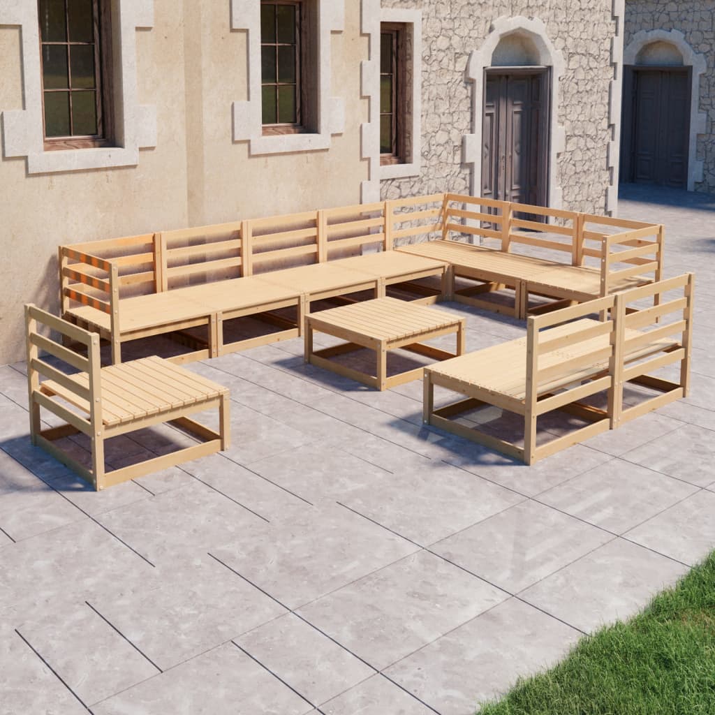 Vixl Set Mobilier Grădină Cu Perne, 11 Piese, Lemn Masiv De Pin