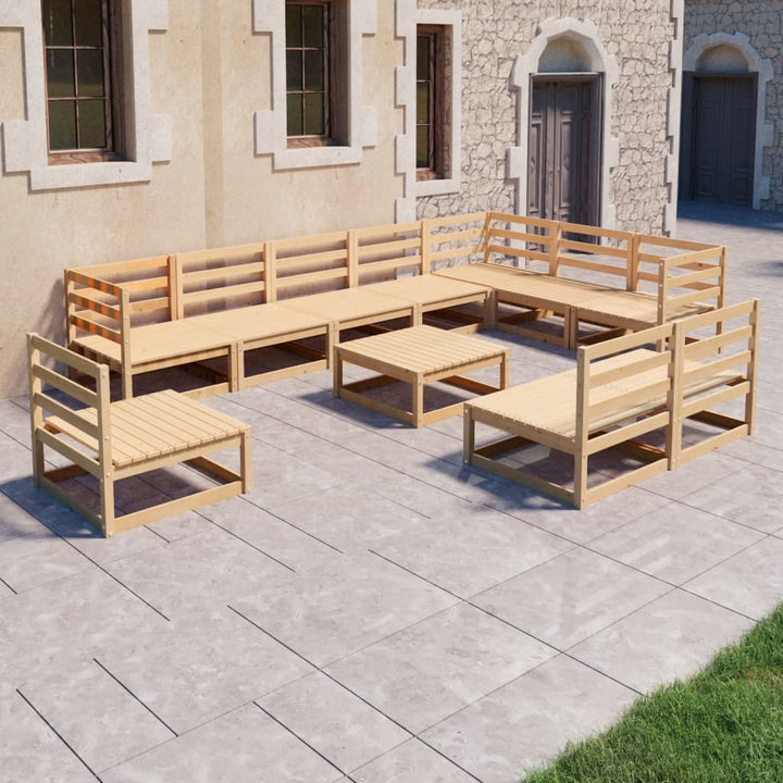 Vixl Set Mobilier Grădină Cu Perne, 11 Piese, Lemn Masiv De Pin