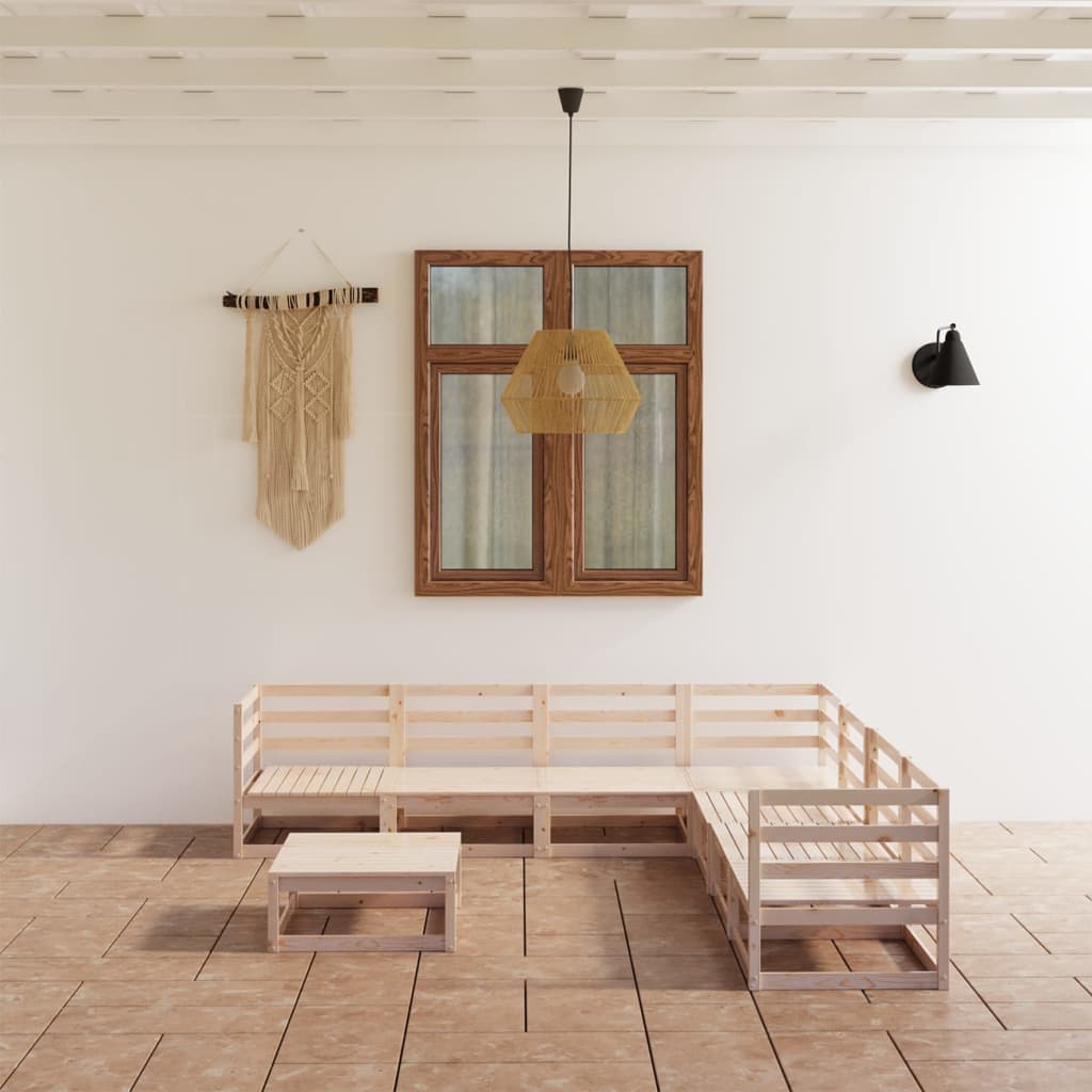 Vixl Set Mobilier Grădină Cu Perne, 8 Piese, , Lemn Masiv Pin
