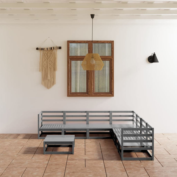 Vixl Set Mobilier Grădină Cu Perne, 8 Piese, , Lemn Masiv Pin